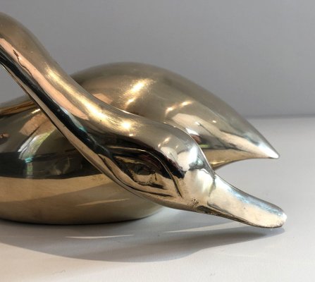 Small Decorative Brass Duck in Brass, 1970s-BA-1470308