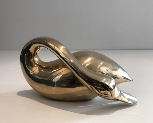 Small Decorative Brass Duck in Brass, 1970s-BA-1470308