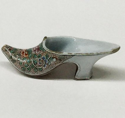 Small Dutch 18th Century Polychrome Earthenware Shoe Slippery-UCH-1224659