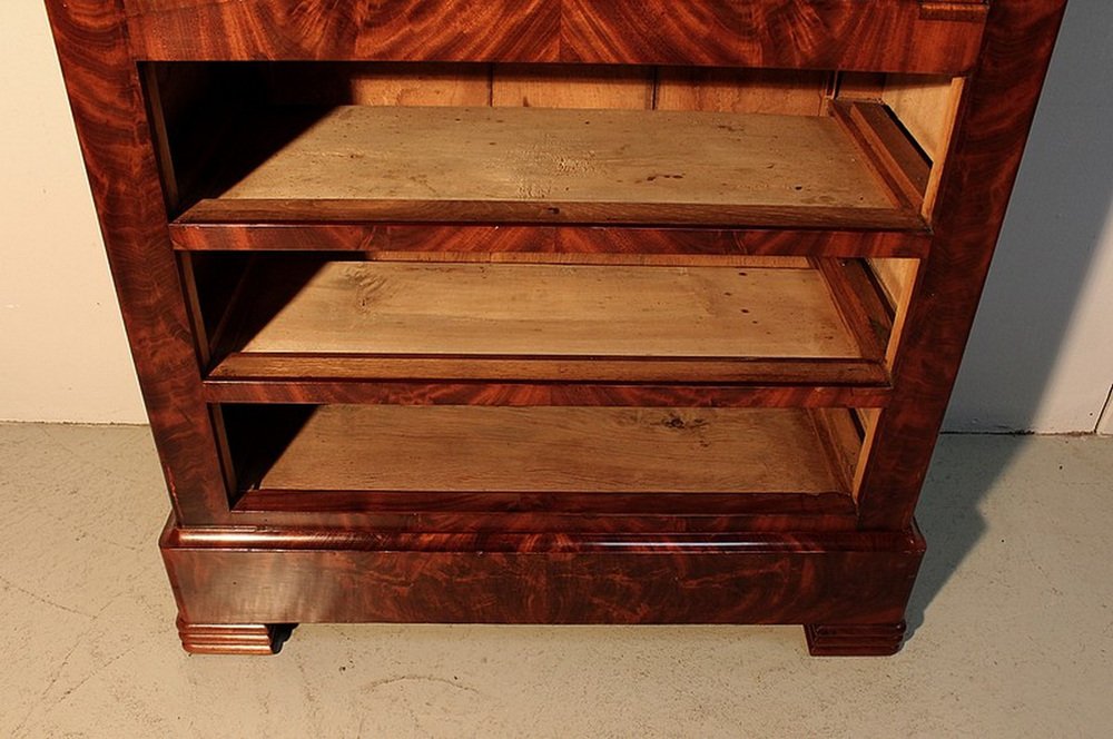 Small Early 19th Century Restoration Era Secretaire in Mahogany Burl Veneer