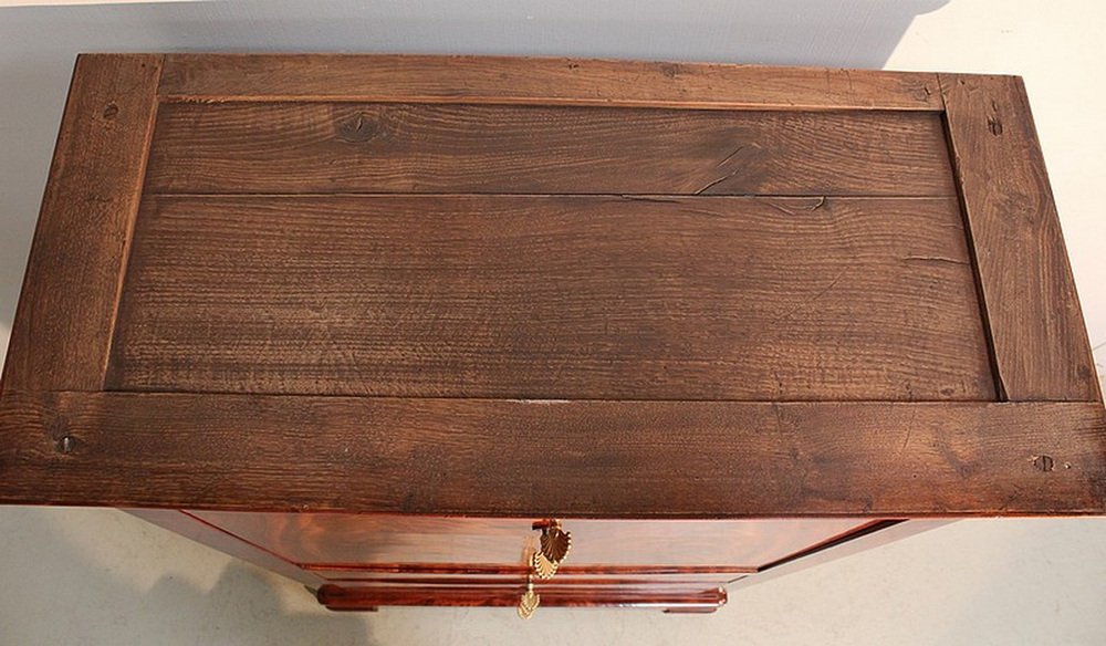 Small Early 19th Century Restoration Era Secretaire in Mahogany Burl Veneer