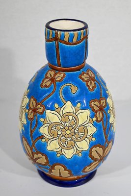 Small Early 20th Century Vase With Flower Decorations in Longwy Enamels-RVK-1338960