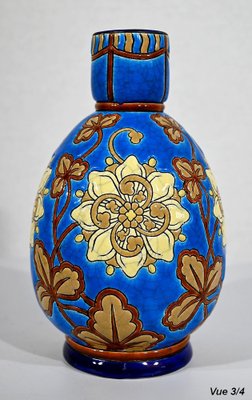 Small Early 20th Century Vase With Flower Decorations in Longwy Enamels-RVK-1338960