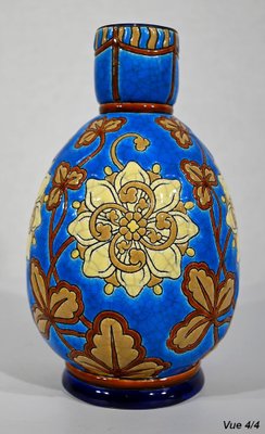 Small Early 20th Century Vase With Flower Decorations in Longwy Enamels-RVK-1338960