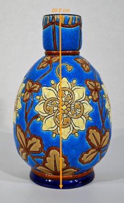 Small Early 20th Century Vase With Flower Decorations in Longwy Enamels-RVK-1338960