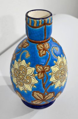 Small Early 20th Century Vase With Flower Decorations in Longwy Enamels-RVK-1338960