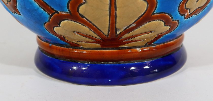 Small Early 20th Century Vase With Flower Decorations in Longwy Enamels-RVK-1338960