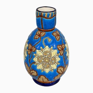 Small Early 20th Century Vase With Flower Decorations in Longwy Enamels-RVK-1338960