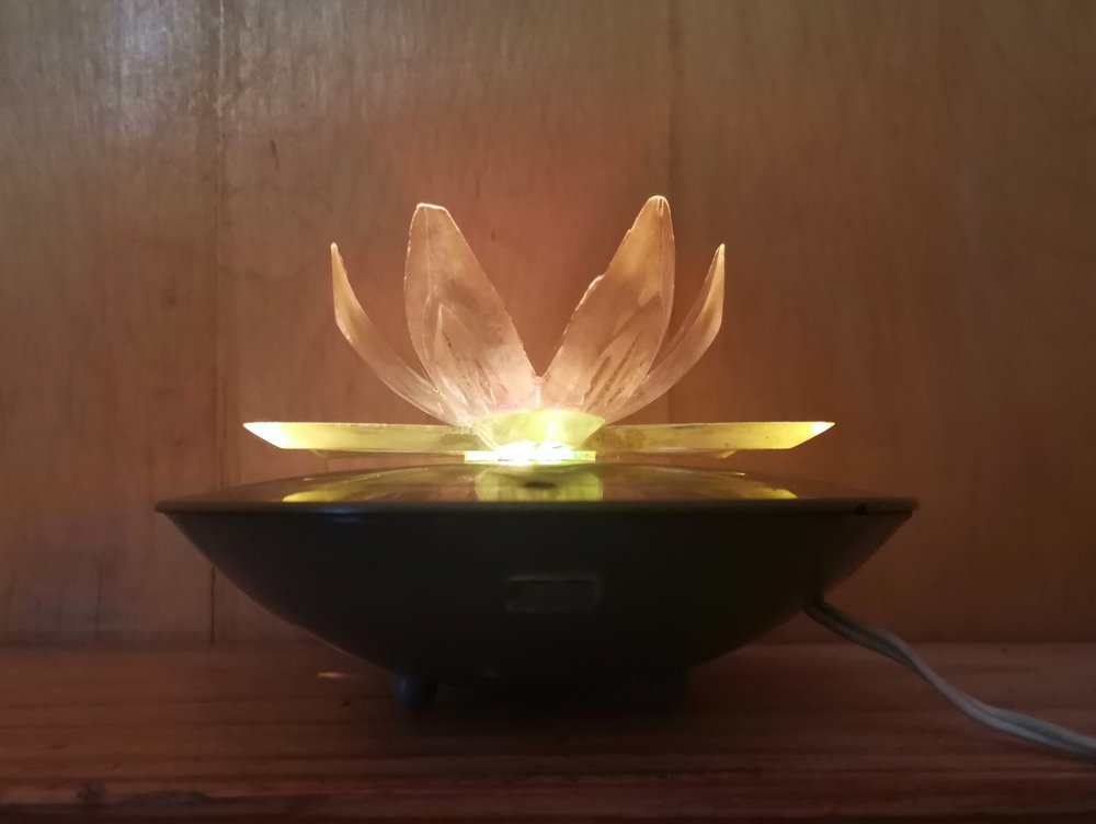 Small Eastern European Acrylic Plastic Water Lily or Lotus Night Lamp, 1970s