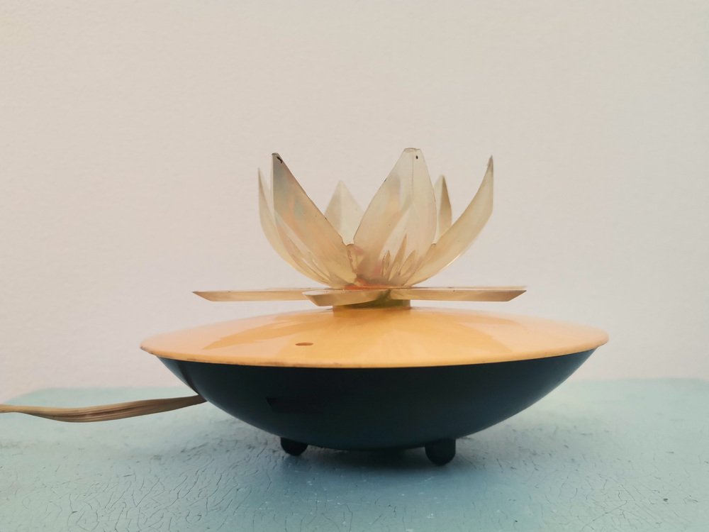 Small Eastern European Acrylic Plastic Water Lily or Lotus Night Lamp, 1970s