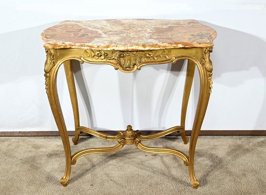 Small End of 19th Century Louis XV Medium Table in Gilded Wood-RVK-1817795