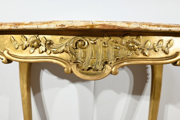 Small End of 19th Century Louis XV Medium Table in Gilded Wood-RVK-1817795