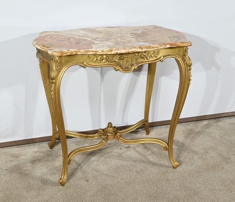 Small End of 19th Century Louis XV Medium Table in Gilded Wood-RVK-1817795