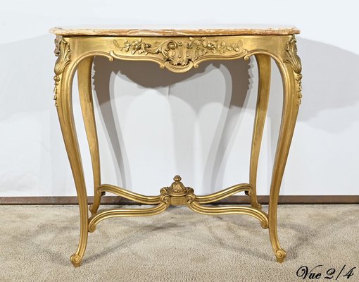 Small End of 19th Century Louis XV Medium Table in Gilded Wood-RVK-1817795