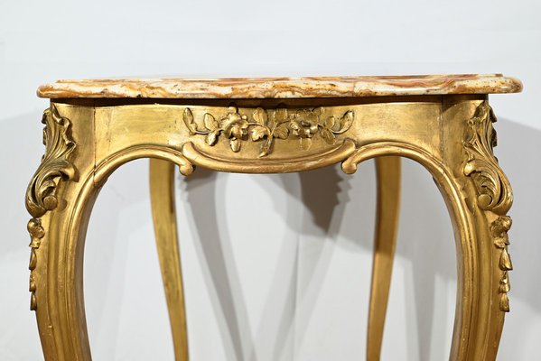 Small End of 19th Century Louis XV Medium Table in Gilded Wood-RVK-1817795