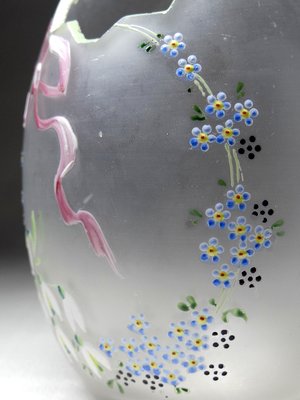 Small End of the 19th Century Egg Vase with Hand-Enameled Frosted Glass in the style of Legras-GRD-2035987