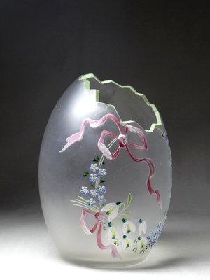 Small End of the 19th Century Egg Vase with Hand-Enameled Frosted Glass in the style of Legras-GRD-2035987