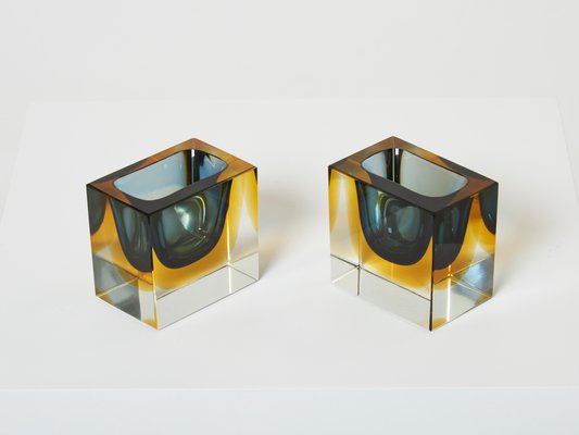 Small Faceted Murano Glass Bowls by Flavio Poli for Seguso, 1960s, Set of 2-YJA-1388791