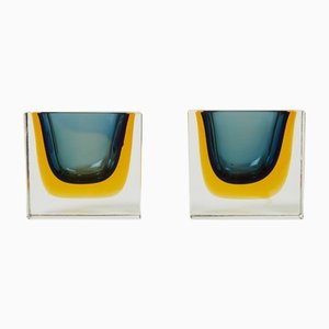 Small Faceted Murano Glass Bowls by Flavio Poli for Seguso, 1960s, Set of 2-YJA-1388791