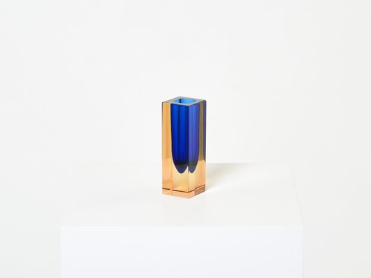 Small Faceted Sommerso Murano Glass Vase, 1970s-YJA-1388772