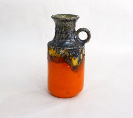 Small Fat Lava Pitcher Vase with Bubbling Orange & Marbled Enamel from Scheurich Keramik, West Germany, 1970s-RNR-2019866