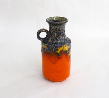 Small Fat Lava Pitcher Vase with Bubbling Orange & Marbled Enamel from Scheurich Keramik, West Germany, 1970s-RNR-2019866