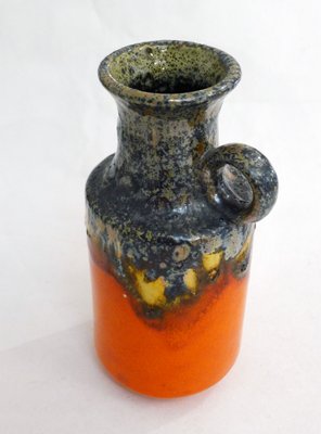 Small Fat Lava Pitcher Vase with Bubbling Orange & Marbled Enamel from Scheurich Keramik, West Germany, 1970s-RNR-2019866