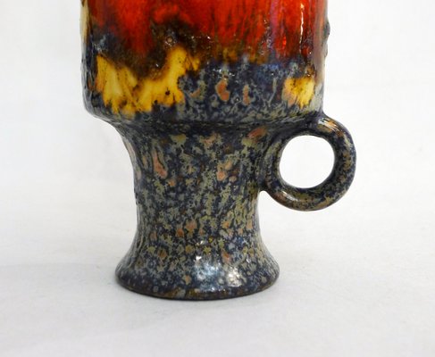 Small Fat Lava Pitcher Vase with Bubbling Orange & Marbled Enamel from Scheurich Keramik, West Germany, 1970s-RNR-2019866