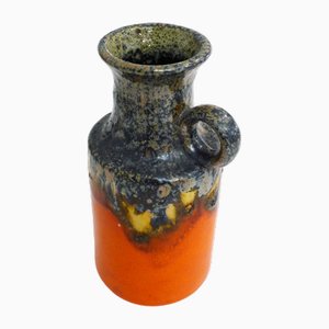 Small Fat Lava Pitcher Vase with Bubbling Orange & Marbled Enamel from Scheurich Keramik, West Germany, 1970s-RNR-2019866