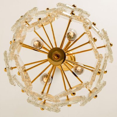 Small Floral Glass and Brass Three-Tier Light Fixture, 1970s-VDW-1117984