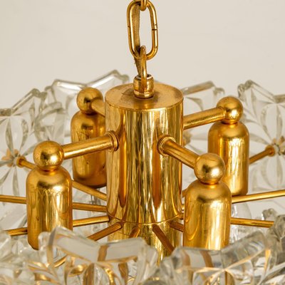 Small Floral Glass and Brass Three-Tier Light Fixture, 1970s-VDW-1117984