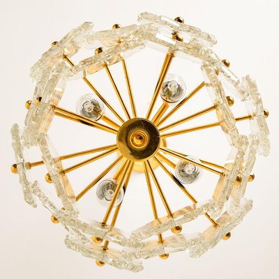 Small Floral Glass and Brass Three-Tier Light Fixture, 1970s-VDW-1117984