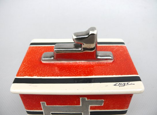 Small French Art Deco Lidded Box in Ceramic, 1920s-EY-2028303