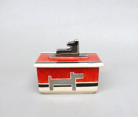 Small French Art Deco Lidded Box in Ceramic, 1920s-EY-2028303