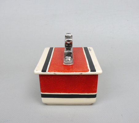 Small French Art Deco Lidded Box in Ceramic, 1920s-EY-2028303