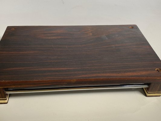 Small French Art Deco Tray in Wood and Metal, 1940-UR-1383593