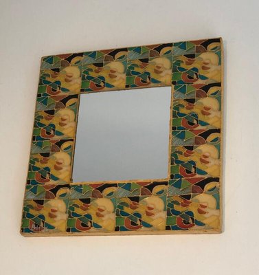 Small French Ceramic Mirror, 1970s-BA-802455