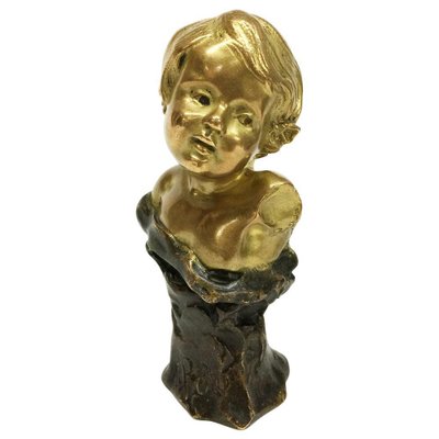 Small French Gilded Bronze Bust by Rene De Saint-Marceaux, 1897-UCH-1224842