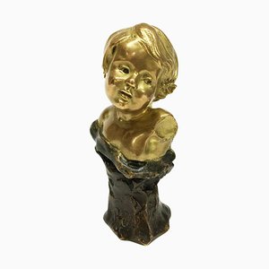 Small French Gilded Bronze Bust by Rene De Saint-Marceaux, 1897-UCH-1224842