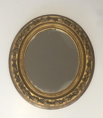 Small French Gilt Stuck Oval Mirror, 1900s-BA-697559