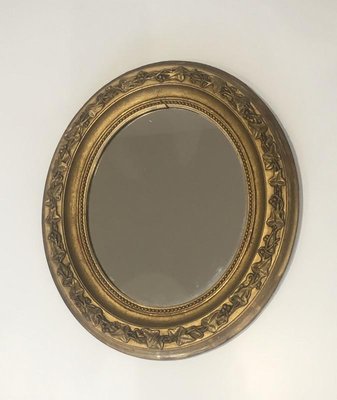 Small French Gilt Stuck Oval Mirror, 1900s-BA-697559