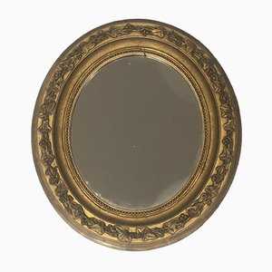 Small French Gilt Stuck Oval Mirror, 1900s-BA-697559