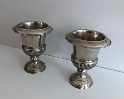 Small French Medicis Style Silvered Metal Champagne Buckets, 1940s, Set of 2-BA-717700