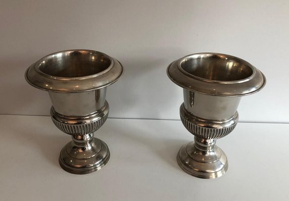 Small French Medicis Style Silvered Metal Champagne Buckets, 1940s, Set of 2-BA-717700