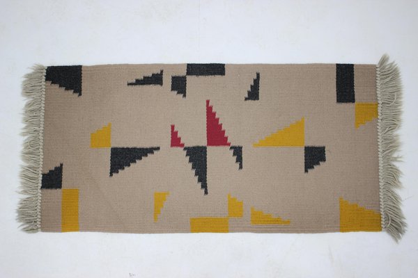 Small Geometric Wool Kilim Carpet, 1950s-TZ-1257674