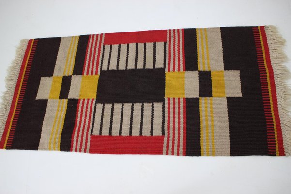 Small Geometric Wool Kilim Carpet by Antonin Kybal, 1940s-TZ-983687