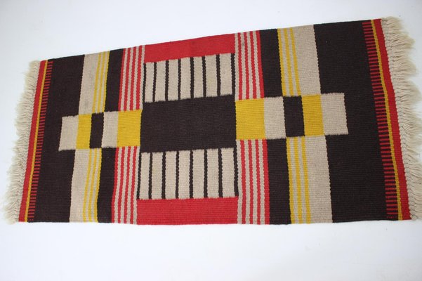 Small Geometric Wool Kilim Carpet by Antonin Kybal, 1940s-TZ-983687