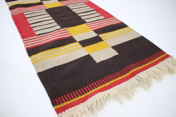 Small Geometric Wool Kilim Carpet by Antonin Kybal, 1940s-TZ-983687