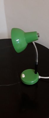 Small German Desk Lamp with Flexible Chrome Body & Green Metal Shade and Base from Fischer Leuchten, 1970s-HOI-1408807