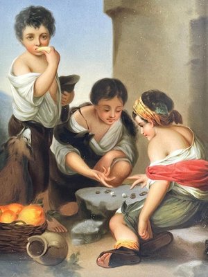 Small German Porcelain Plaque After a 17th Century Painting of Murillo-UCH-1224182